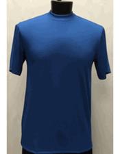 SKU*HA3214 Real Azul De buen tono Burlarse de Cuello Corto Manga Elegante Camisa