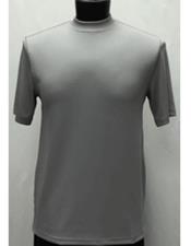 SKU*HA3215 De buen tono Burlarse de Cuello Brillante Corto Manga Plata Elegante Camisa