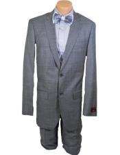 SKU*CH1083  Los hombres de alta moda 100% lana gris plateado trajes extra largos pantalones delanteros planos