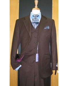 SKU * KA234 2 Botón de 3 piezas de lana marrón y Cashmere Piso Frente traje