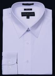 SKU*KA5678 De los hombres Delgado Ajuste Algodón Mezcla Vestir Camisa - Blanco
