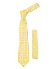 SKU*JA02 Floral Diseño Amarillo Corbata Con Pañuelo Conjunto