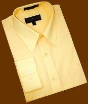 SKU*VK877 Sólido Amarillo Convertible Bofetada Algodón Mezcla Vestir Camisa