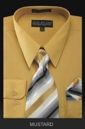 SKU*JK2992 Camisa de Etiqueta Masculina - Lazo Superior - Mustard